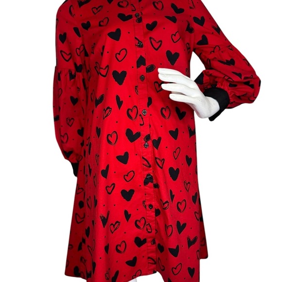 Valentines New York & Company Hearts Dress Size Medium Red & Black.  #316 - Picture 2 of 13